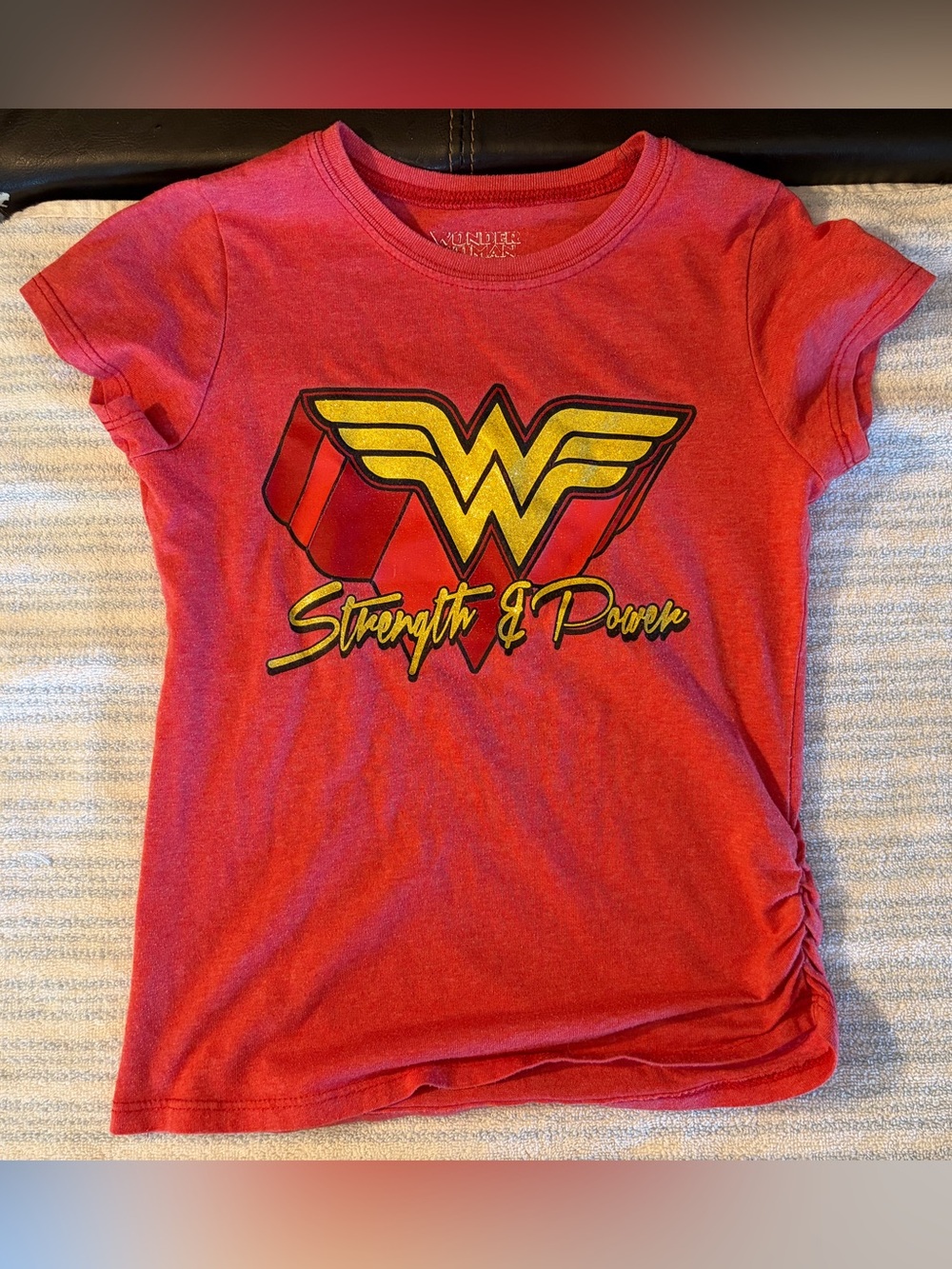 Red 'Strength & Power' Short Sleeve Tee for Kids